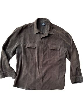 Men’s Bruno Black Corduroy Button-Up Shirt XL